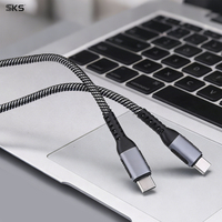 Cable USB 2.0 Tipo-C a Tipo-C de 240W con Trenzado de Nailon, Carga Rápida de 5A y Transferencia de Datos para Laptop, Teléfono, Escáner de Código de Barras, iOS