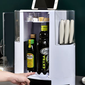 Soporte de plástico para almacenamiento de especias, caja giratoria para aceite de cocina, <span class=keywords><strong>sal</strong></span>, salsa, vinagre, condimentos y cubiertos - Product Image 5