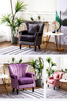Fauteuil sectionnel en tissu à dossier haut et accoudoirs ailés, design moderne, rembourré en mousse, pour salon et mobilier de maison