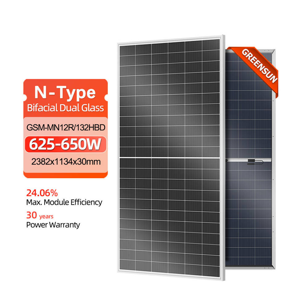 Greensun N-Type Bifacial 132 Cells 625-650W Mono Half Cut Double-Glass ...