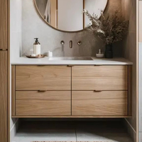 Meuble-lavabo mural en bois avec tiroirs pour projet hôtelier moderne