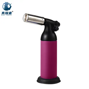 Gf-9262 мощный двухпламенный Металлический Фиолетовый бутановый газовый Блейзер многоразового использования для кухни турбины зажигалка