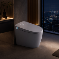 WC intelligent allongé moderne avec bidet électrique sans réservoir, double chasse silencieuse, télécommande, siège chauffant, siphon en S