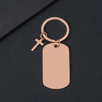 Anpassbarer Blanko Edelstahl-Schlüsselanhänger Spiegelfinish Etikettenformen Kreuz Lasergravierbar UV-Druck Werbeartikel Souvenir Geschenk