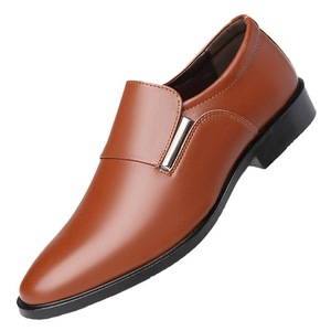 Men Genuine Leather Loafers Pointed <b>Toe</b> Slip-On Soft Rubber Outsole Wedding Dress Shoes Autumn Solid Color Business Formal Wear - Product Image 5
