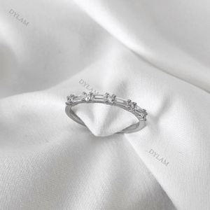 Dylam New Arrival Jewelry Chic Trendy Bling Luxury Customize Double Layered <b>CZ</b> 5A Silver Women <b>Rings</b> - Product Image 5