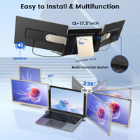 Moniteur portable S6 de 15,6 pouces pour le jeu, écran IPS double extensible vertical réglable, interface de type C, haut-parleur intégré