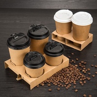 Boîte d'emballage en carton ondulé personnalisée pour vente à emporter, porte-gobelet pour boissons, café, thé, avec poignée