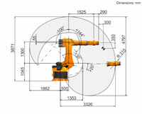 Robot Industrial KUKA KR 240 R3330 de 6 Ejes con Capacidad de Carga de 240 kg, Manipulador con PLC Core SmartPAD, Protección IP65 y Riel Lineal