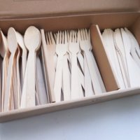 Ensemble de couverts en bambou 100% personnalisé de haute qualité, biodégradable, cuillère, couteau, fourchette jetables, voyage, camping