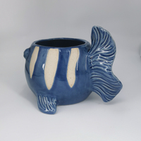 Vintage dalam ruangan keramik mengkilap ikan Pot Pot Pot Pot sukulen batang tunggul untuk tanaman desain beton yang indah