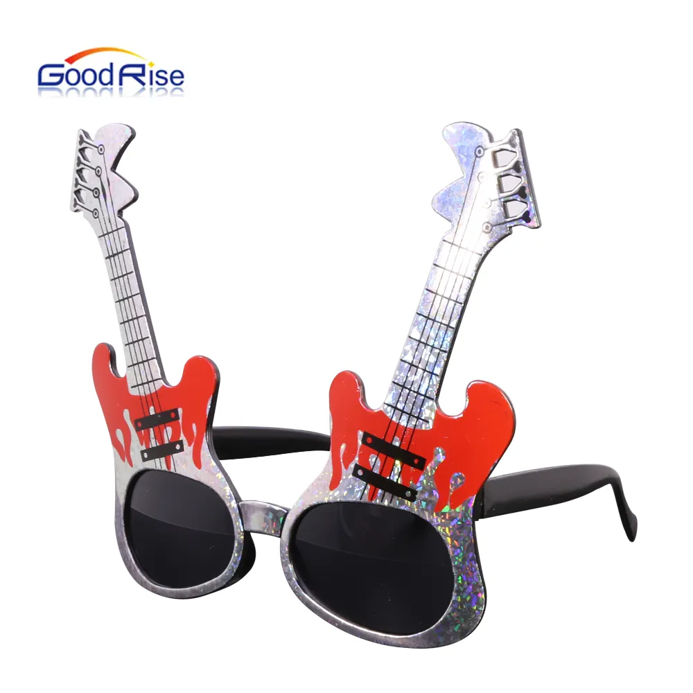 Yeni moda gitar güneş gözlüğü hızlı teslimat gece parti iyilik gözlük gitar Rock müzik parti güneş gözlüğü
