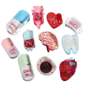 Lustige Haarklammer in Pillenform aus Acetat, Niedliche Rutschfeste Haarklammer für Frauen und Mädchen, <span class=keywords><strong>Kawaii</strong></span> Herz-, Gehirn- und Augen-Clips - Product Image 3