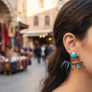 Handcrafted Micro Turquoise <b>Ear</b> <b>Cuff</b> Earring Turkish Wholesale 925 Sterling <b>Silver</b> Jewelry for Women - Product Image 3