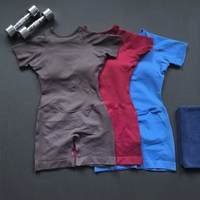 Combinaison de sport une pièce sans couture à manches courtes CIYING pour femme, dos ouvert, effet froncé invisible aux fesses, idéale pour le yoga et la gym