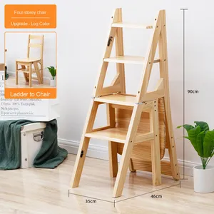 Bambú moderno 4 niveles <span class=keywords><strong>escalera</strong></span> <span class=keywords><strong>plegable</strong></span> taburete estante silla Banco otomano estantería planta soporte estante <span class=keywords><strong>de</strong></span> almacenamiento decoración del hogar - Product Image 6