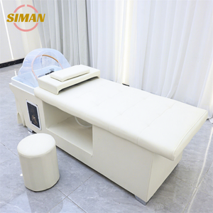 Siman – Dernier modèle de lit de lavage de luxe blanc avec vapeur et douche thérapeutique, lumière LED sept couleurs pour instituts de beauté et salons de coiffure - Product Image 1