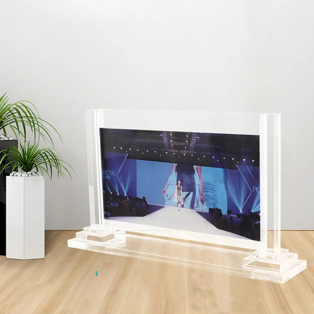 Werks-custom transparent acryl stehend marke acryl bilderrahmen kann im einkaufszentrum angezeigt werden