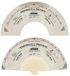 Werbe-Seiden falt fächer Benutzer definiertes Logo Gedruckt 21cm lang Faltbarer Bambus-Hand fächer