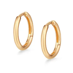 New year 18k gold plated 925 sterling silver single huggie cheap earrings made in china
