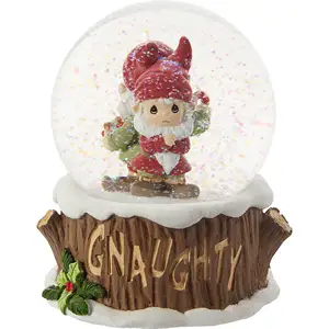 5.5inch Christmas Precious Moments Gnaughty Gnice Gnomes Resin Water Ball Snow Globe