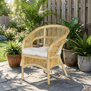 Fauteuil de loisirs modulaire Fabiano en rotin et bambou, fait main, moderne, capitonné, pour salon, appartement, chambre, hôtel - Origine Indonésie - Product Image 3