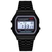 Montre de sport LED WR F91W, bracelet en acier, style tendance, montre-bracelet pas chère pour homme, montre électronique multifonction pour femme