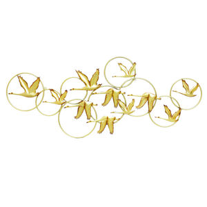 Intérieur de <span class=keywords><strong>maison</strong></span> Chambre à coucher et salon Lobby en fer forgé doré Oie sauvage en métal Décoration murale d'art suspendu - Product Image 3