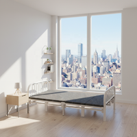 Cadre de lit simple en fer moderne Plate-forme de lit pliante en métal durable pour chambre à coucher ou appartement utilisée dans les écoles