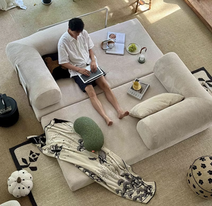 Canapé-lit moderne de luxe en tissu combiné, ensemble de canapés, éponge carrée compressée haute densité, meubles de maison, emballage sous vide - Product Image 5