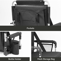 Chaise de stade portable convertible en acier moderne avec dossier ergonomique, bandes antidérapantes et poches de rangement pour hôtel