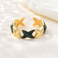 JS22 Verguld Stervormige Holle Emaille Ring Multicolor Verstelbaar Open Dames Mode Stapelbare Vinger Ringen