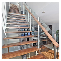 Kit complet de composants pour escalier droit : poutre de soutien, marche, montante, poteau de balustrade, balustre pour escaliers DIY