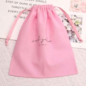 ถุงของขวัญผ้าฝ้ายแบบมีเชือกผูก รักษ์โลก พิมพ์โลโก้ สำหรับบรรจุภัณฑ์เครื่องสำอาง - Product Image 2