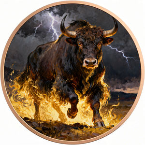 Sammlermünze aus Kupfer, 1 AVDP Unze, Europäischer Bison, 999er reines Silber, Hochrelief, farbig, limitierte Auflage, Souvenir - Product Image 2