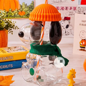 Offre Spéciale – Tasse à paille en verre borosilicate haute qualité avec couvercle, motif chien 3D en dessin animé, idéale pour les cadeaux d'anniversaire d'enfants et la décoration de chapeaux et écharpes tricotés. - Product Image 5