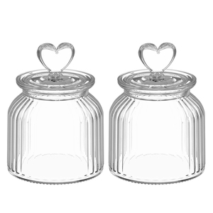 Kín lọ thủy tinh trang trí lọ với trái tim hình dễ thương có nắp đậy kẹo tự chọn - Product Image 2