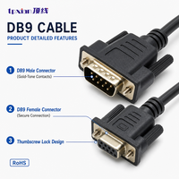 Cable Serial DB9 de 9 Pines Macho a Hembra Personalizado, RS232 RS485, Cable de Extensión de Sincronización de Datos Blindado para Sistema de Control PLC Industrial