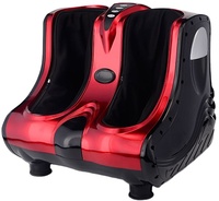 Masseur électrique réglable à compression d'air pour pieds et jambes avec chauffage et fonction de chauffe-jambes, pétrissage profond et roulement pour pieds et mollets