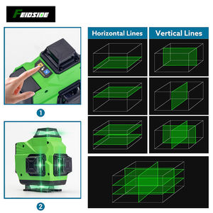 רמת לייזר 16-קו ירוק רמת לייזר 360 ° קווי צלב פילוס עצמי פילוס לארון הנחת אריח להתקין חדר מלא - Product Image 4