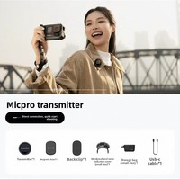 Microphone sans fil Insta360 Mic Pro avec connecteur Type-C, à clipser sur col, pour diffusion vidéo en direct et réduction du bruit
