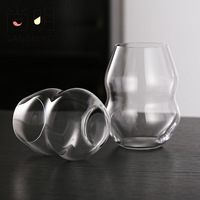 Verre à double paroi incurvé en cristal, style Riedel, pour vin, whisky, bière, verre à boire unique en forme de gourde pour bar et maison
