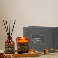 AIKUN Set hadiah aromaterapi kaca mewah, dengan lilin beraroma tahan lama dan Diffuser buluh untuk hadiah bisnis perusahaan