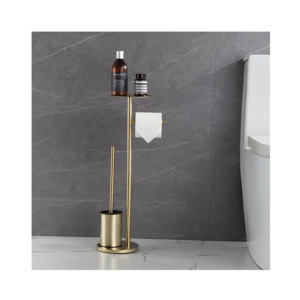 Vente en gros de support multifonctionnel pour salle de bain <span class=keywords><strong>Brosse</strong></span> de toilette en acier inoxydable 304 doré brossé avec porte-papier hygiénique - Product Image 1