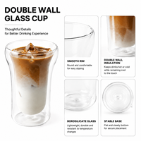 Gobelet isotherme en verre borosilicate à double paroi transparent de 7 oz et 8 oz avec logo personnalisé pour café, latte glacé, thé et autres boissons
