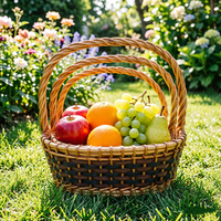 Panier en osier tressé artisanal 3 pièces, léger, durable, avec poignées renforcées, pour le rangement des fruits, les cadeaux ou les fleurs