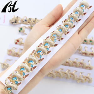 قابل للتعديل 14 قيراط مطلية بالذهب حلقة نمط الكارب للحيوانات للسيدات نمط عصري الأحجار الكريمة الملونة الأحجار الكريمة المصنوعة أساسا من النحاس - Product Image 4