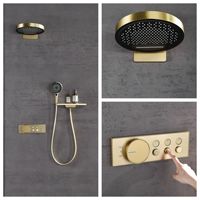 Ensemble de douche mural dissimulé haut de gamme KAHNOS HS, douchettes à effet pluie, finition chromée, 5 accessoires pour robinetterie de salle de bain