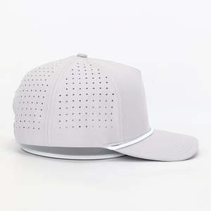 OEM Custom Water-Repellent Curved Bill <b>Baseball</b> <b>Caps</b> Sporty <b>Grey</b> Laser Cut Hat With Rope Cord Water Resistant Perforated Hat - Product Image 6
