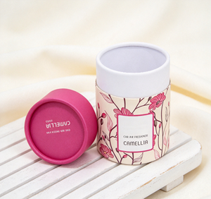 Tube en carton écologique fait main haut de gamme avec fermeture magnétique, motif floral camélia, imprimé quadricolore, recyclable - Product Image 2